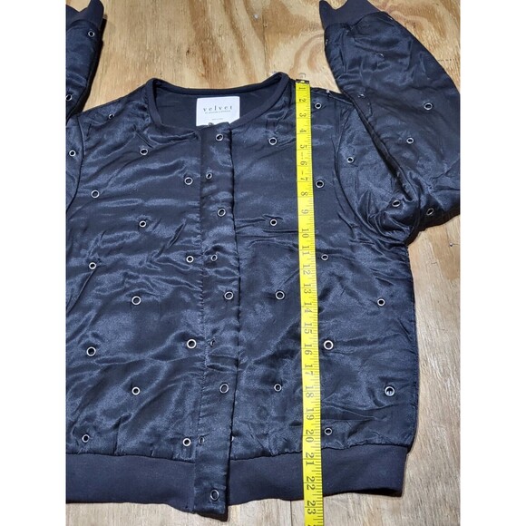 Velvet by Graham & Spencer Viviette Grommet Bomber Jacket Women M Zip @H2 - Picture 6 of 9